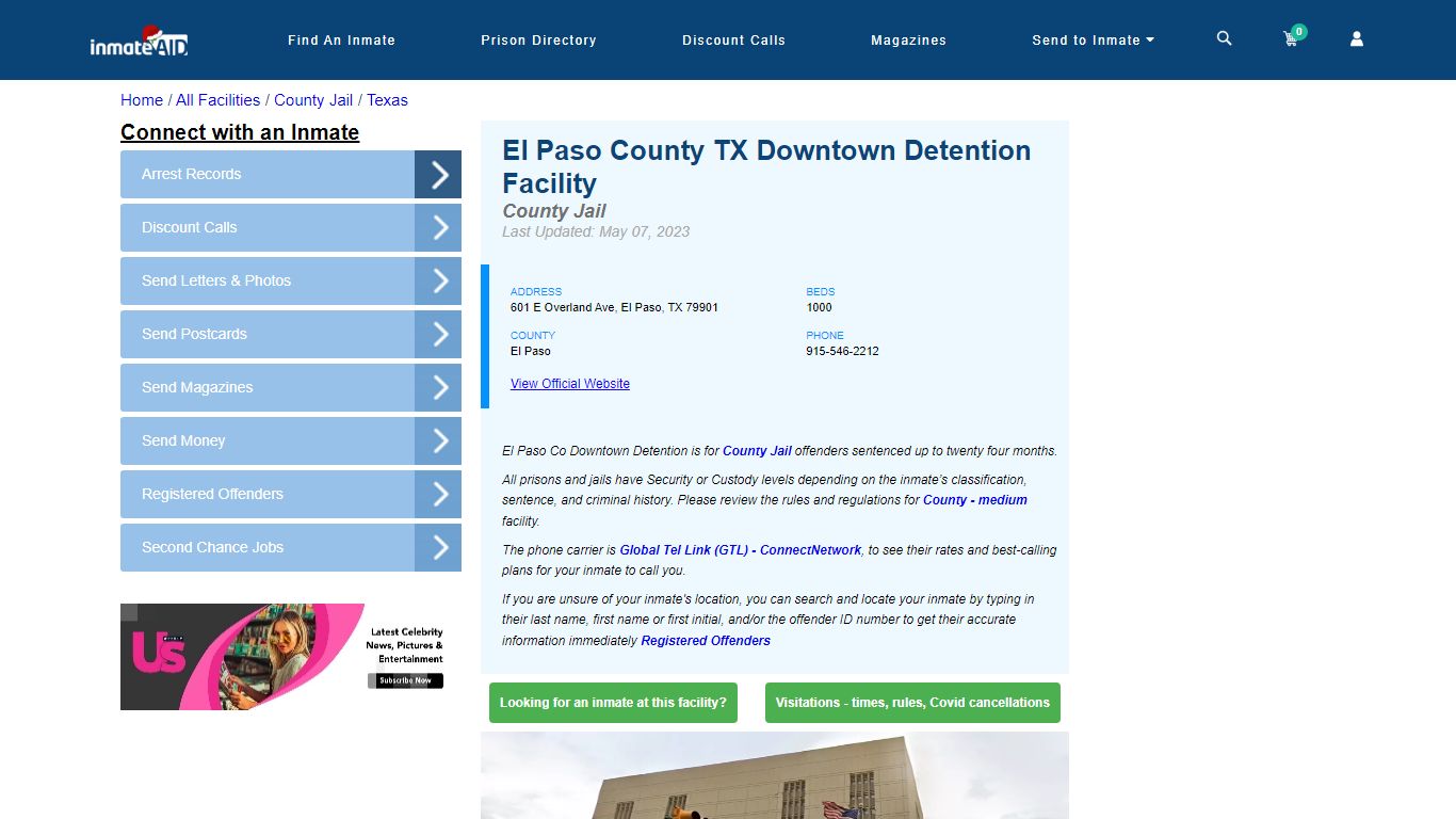 El Paso County TX Downtown Detention Facility - Inmate Locator - El ...